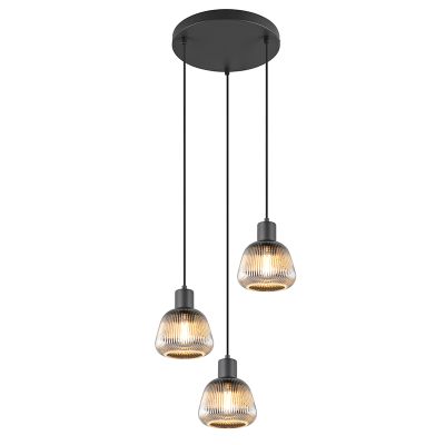 Zwarte hanglamp rookglas, Meriem