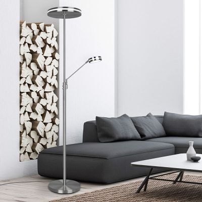 Nikkelen staande leeslamp Marjon, metaal, modern, 35w, warm tot koud wit verstelbare LED