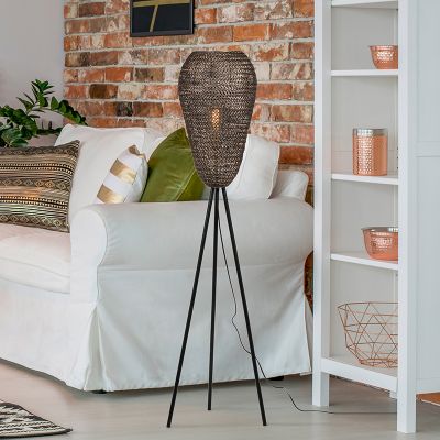 Messing vloerlamp landelijk, Mohcine, met schakelaar