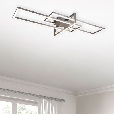 Moderne plafondlamp Hatun, Nikkel, incl. LED, warm wit