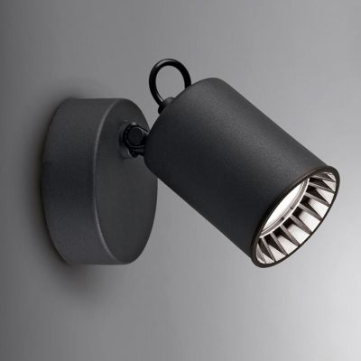 Zwarte wandspot Shaquan, metaal, modern