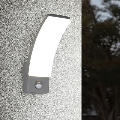 Antraciete buiten wandlamp met bewegingssensor modern, Popke, 12,5W, 4000K LED, IP44