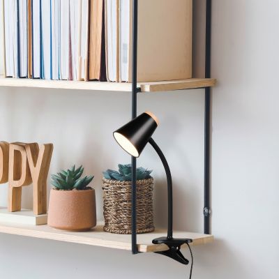 Zwarte klemlamp modern, Rahul, 4,5W, 3000K LED, met schakelaar