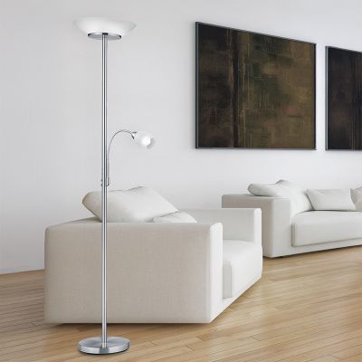 Nikkelen staande leeslamp Larry, metaal, modern