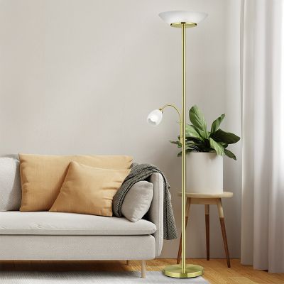Messing staande leeslamp Larry, metaal, modern
