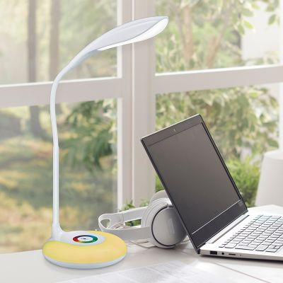 Witte bureaulamp modern, Zetan, 3W, RGBW LED, met touchdimmer