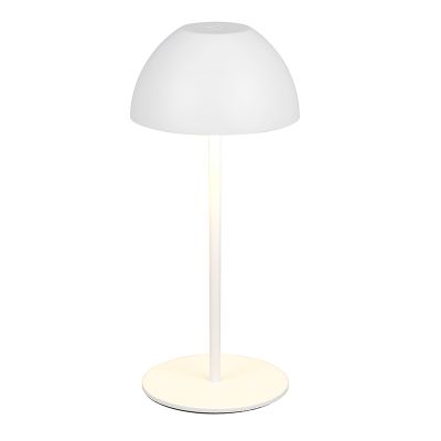 Witte oplaadbare tafellamp kunststof, Mikhail, 2W, 3000K LED, IP44, met touchdimmer