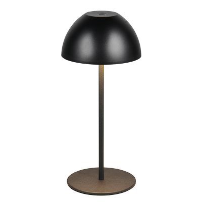 Zwarte oplaadbare tafellamp kunststof, Mikhail, 2W, 3000K LED, IP44, met touchdimmer