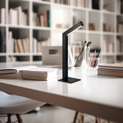 Zwarte oplaadbare tafellamp modern, Reijer, 2W, 3000K LED, met touchdimmer