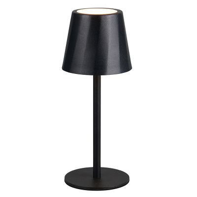Zwarte oplaadbare tafellamp metaal, Priya, 1,6W, warm tot koud wit verstelbare LED, 3-staps dimbaar