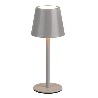 Grijze oplaadbare tafellamp metaal, Priya, 1,6W, warm tot koud wit verstelbare LED, 3-staps dimbaar