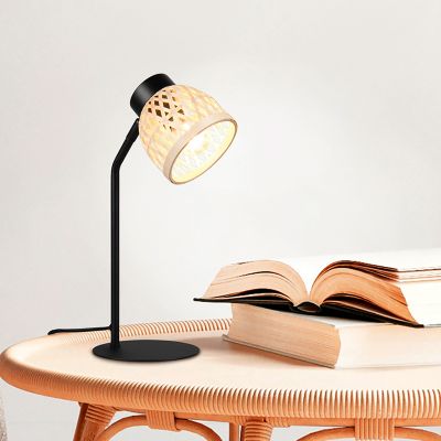 Rotan tafellamp bruin, Laut, met schakelaar