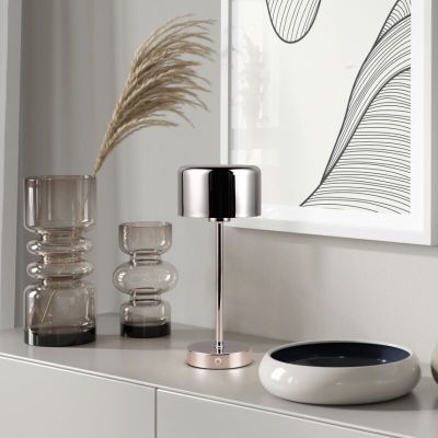 Chromen oplaadbare tafellamp modern, Dustin, 1W, 3000K LED, met touchdimmer