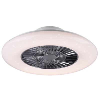 Chromen plafondventilator modern, Damia, 40W, warm tot koud wit verstelbare LED, met afstandsbediening