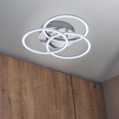 Moderne plafonniere Kobus, nikkel, metaal, geïntegreerde LED