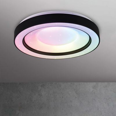 Moderne plafonniere Navin, zwart, kunststof, geïntegreerde LED