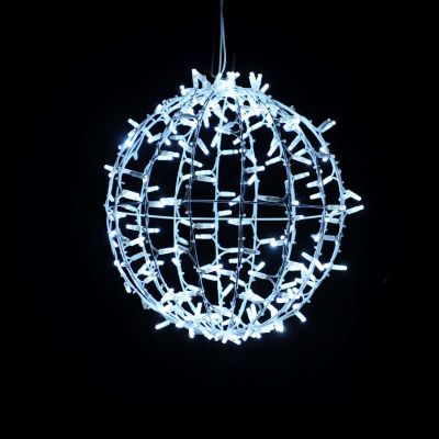 3D kerstbol, Koud witte LED, 45 cm doorsnede + Twinkeling
