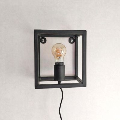 Industriële wandlamp Redox, zwart, vierkant