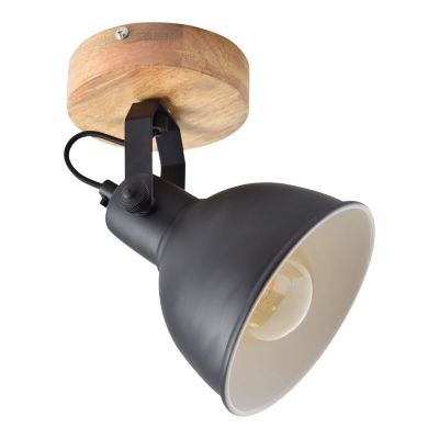 Industriële plafondlamp Karuna, zwart, rond