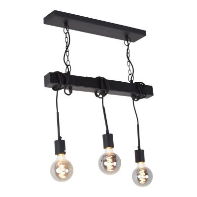 Industriële plafondlamp Kezban, zwart, langwerpig