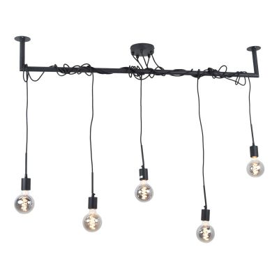 Industriële hanglamp Kester, zwart, langwerpig