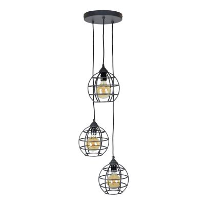Industriële hanglamp Roland, zwart, rond