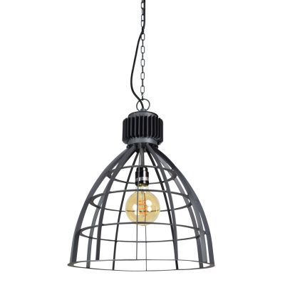 Industriële hanglamp Redstar, zwart, rond