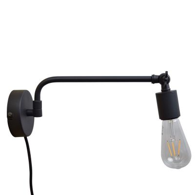 Industrie wandlampje Orloni, vintage zwart