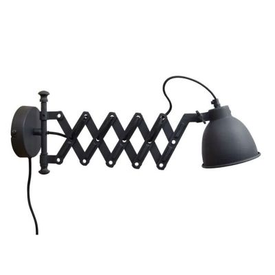 Harmonica wandlamp Borani, Uitrekbaar, vintage zwart