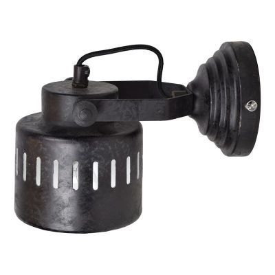 Industrie wandlamp Yzak, Stoer zwart