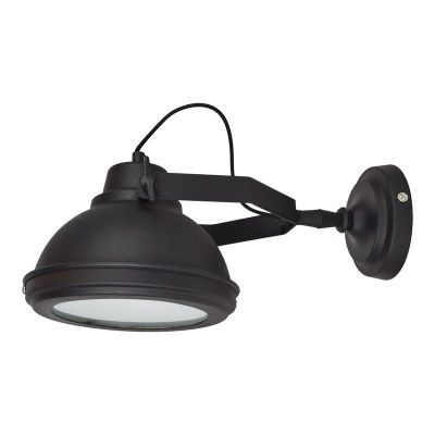 Zwarte, industriële wandlamp Fien