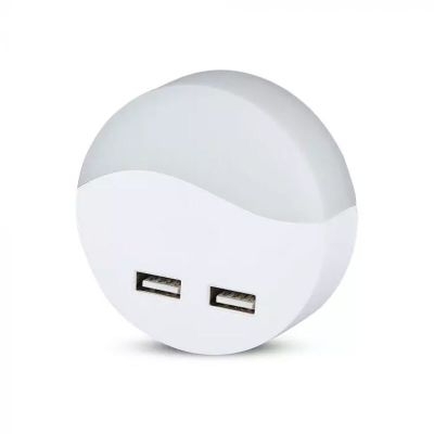 Ronde witte nachtlamp Kyrill, kunststof, 3000K (warm wit) LED