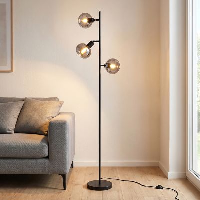 Moderne vloerlamp grijs, Avery, met schakelaar