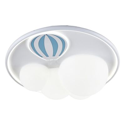 Metalen kinderkamer plafondlamp blauw, Luchtballon, 42W, 3000K LED, 3-staps dimbaar