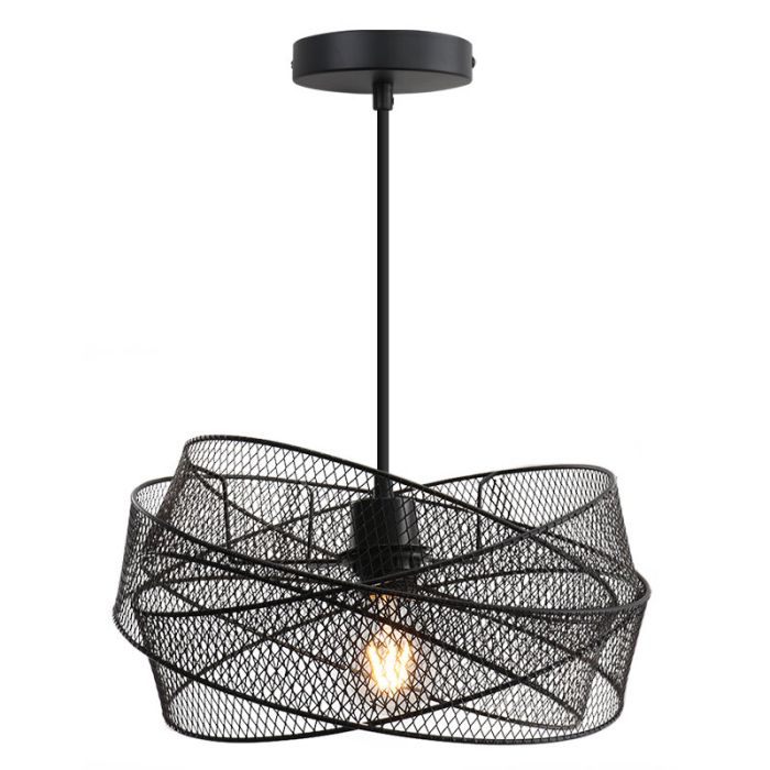 Zwarte hanglamp Diny, metaal, industrieel