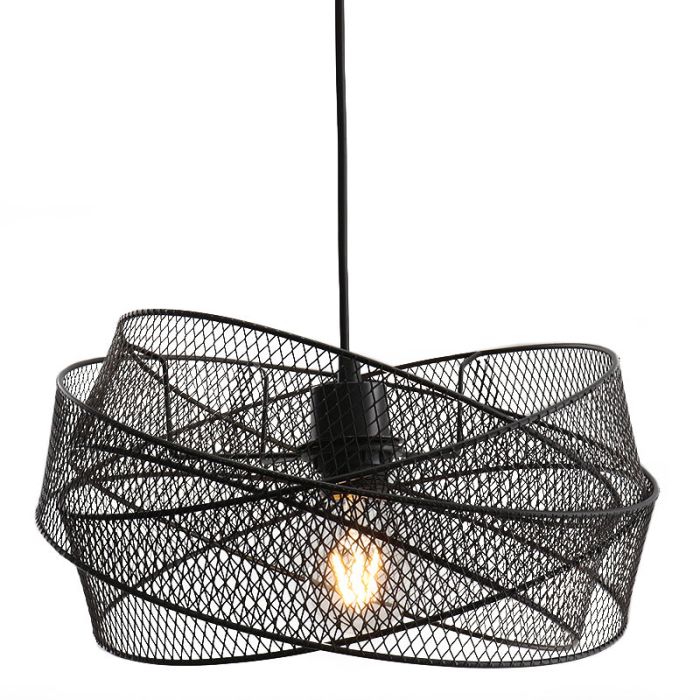 Zwarte hanglamp Diny, metaal, industrieel