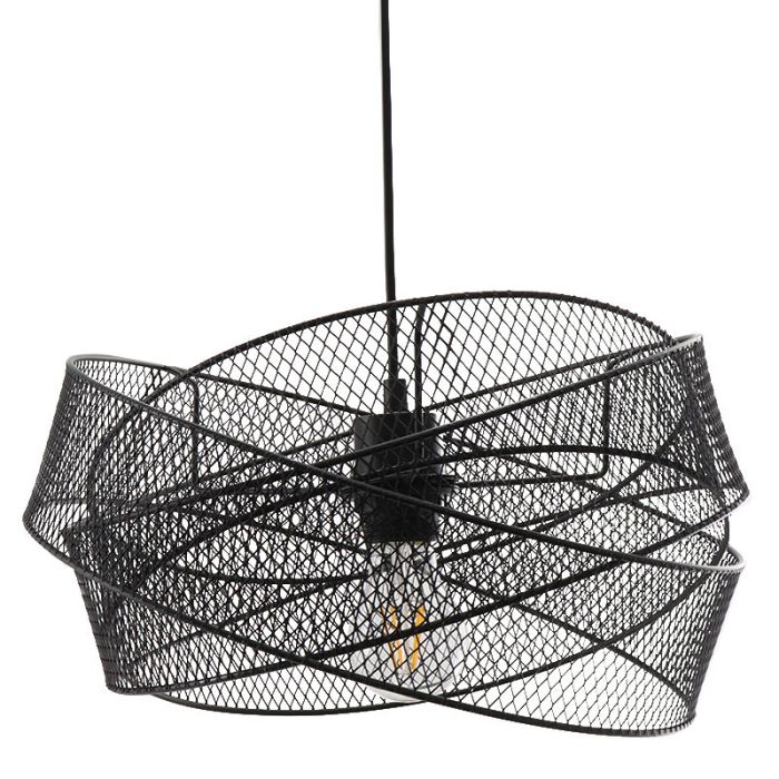 Zwarte hanglamp Diny, metaal, industrieel