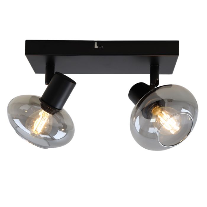 Design plafondspot Skip, zwart, glas, 2L