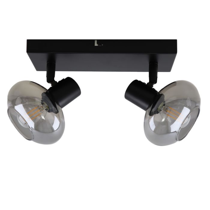 Design plafondspot Skip, zwart, glas, 2L