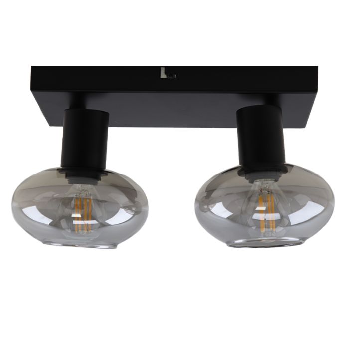 Design plafondspot Skip, zwart, glas, 2L