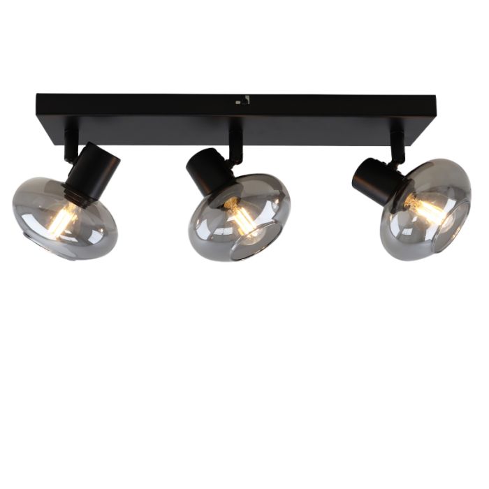 Design plafondspot Skip, zwart, glas, 3L