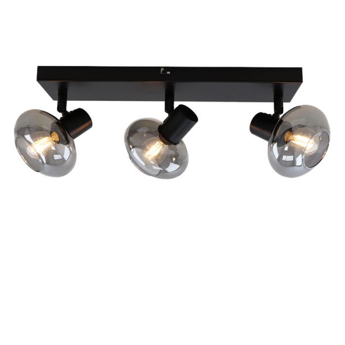Design plafondspot Skip, zwart, glas, 3L