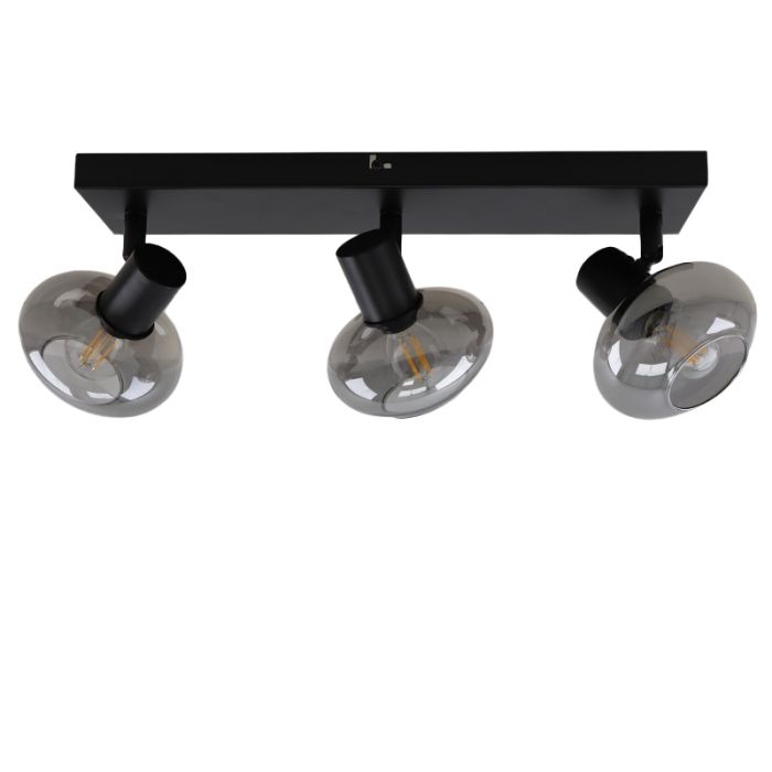 Design plafondspot Skip, zwart, glas, 3L