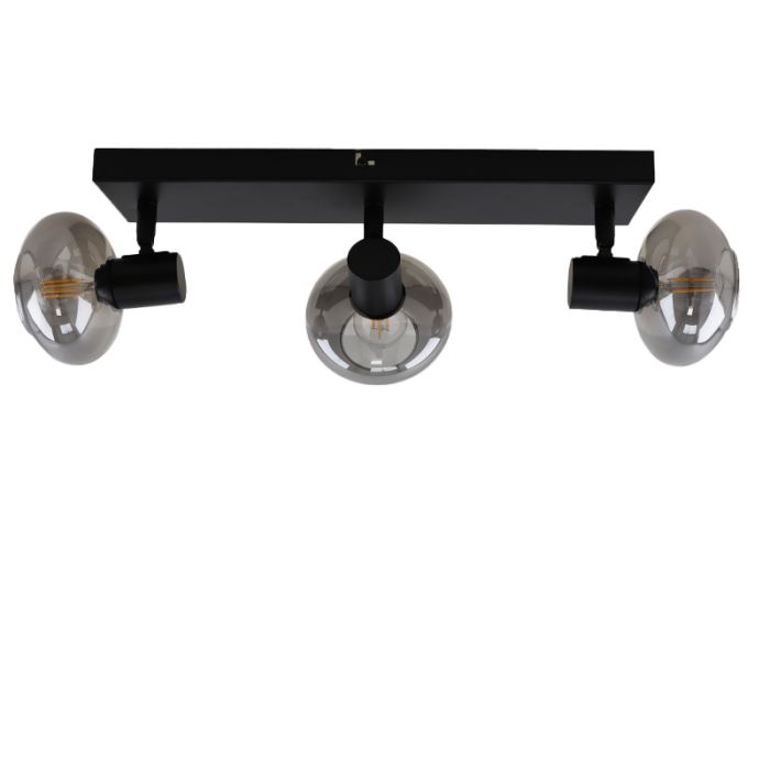 Design plafondspot Skip, zwart, glas, 3L