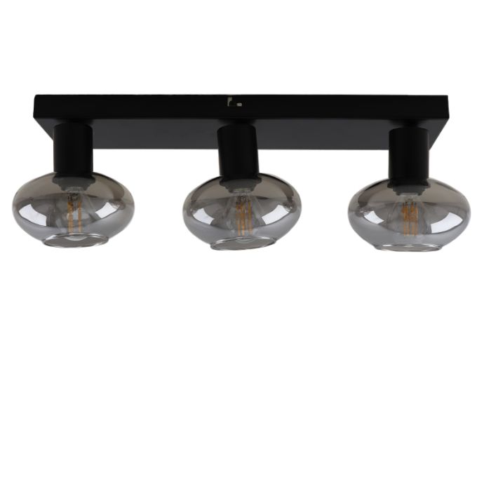 Design plafondspot Skip, zwart, glas, 3L