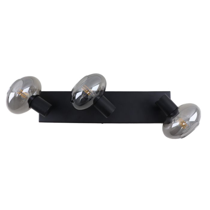 Design plafondspot Skip, zwart, glas, 3L
