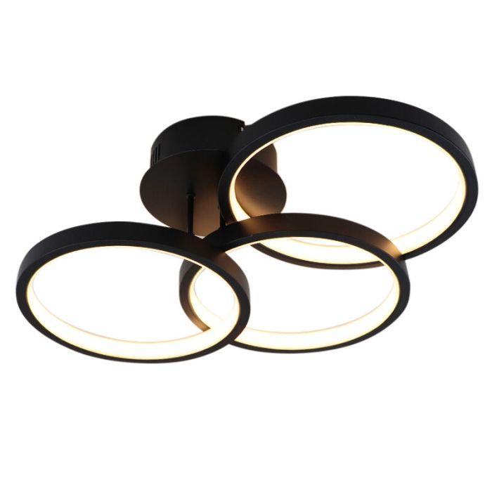 Moderne plafondlamp zwart, Giorgio, 30W, 2700K LED, 3-staps dimbaar
