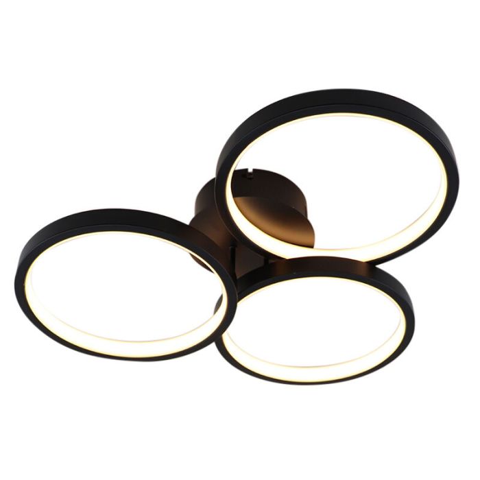 Moderne plafondlamp zwart, Giorgio, 30W, 2700K LED, 3-staps dimbaar