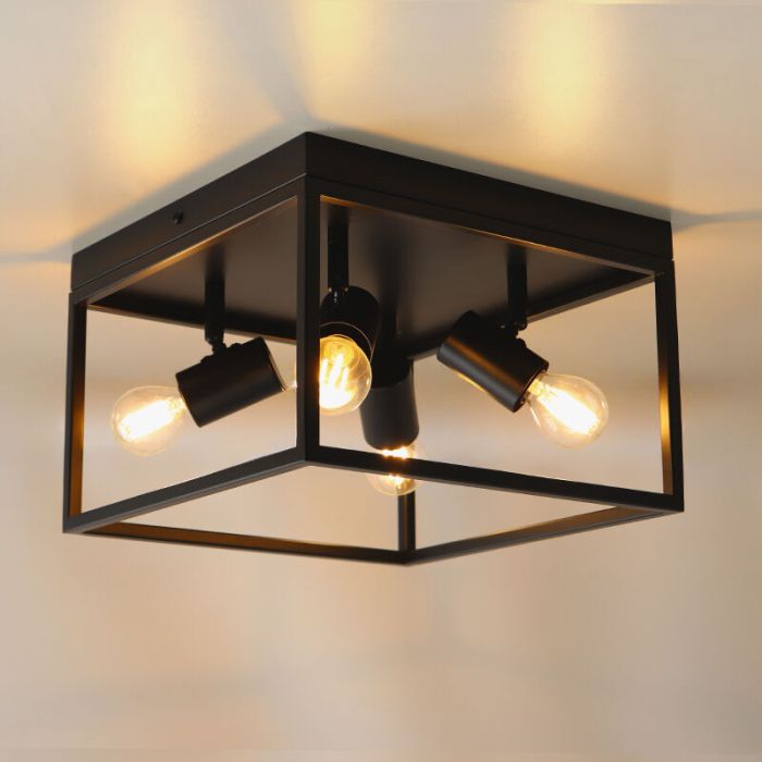 Industriële plafondlamp zwart, Shima
