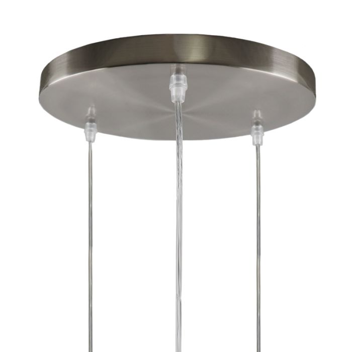 Ronde design hanglamp Lazaro met 3 amberkleurige kappen